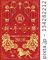 2026年LunarNewYear馬年。 赤い背景と提灯のシンプルな縦向きのデザイン 2026年LunarNewYear馬年。 赤い背景と提灯のシンプルな縦向きのデザイン 134282212
