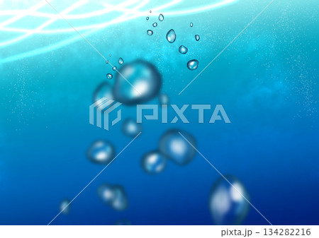 水中に漂う気泡 134282216