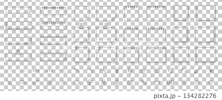 シンプルなフレームと飾りアイコンのベクターイラストセット。枠、付箋、メモ 134282276