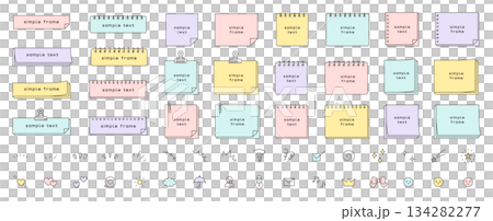 Vector illustration set of simple frame and ornament icons. Frame, sticky note, memo Vector illustration set of simple frame and ornament icons. Frame, sticky note, memo 134282277