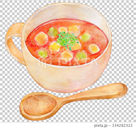 水彩插圖，手繪插圖，蔬菜濃湯 134282322