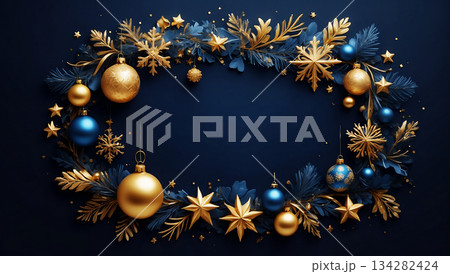 クリスマスのフレーム　AI生成素材 134282424