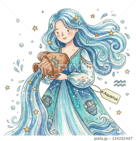 女性　星占い　星座　占星術　水瓶座 134282487