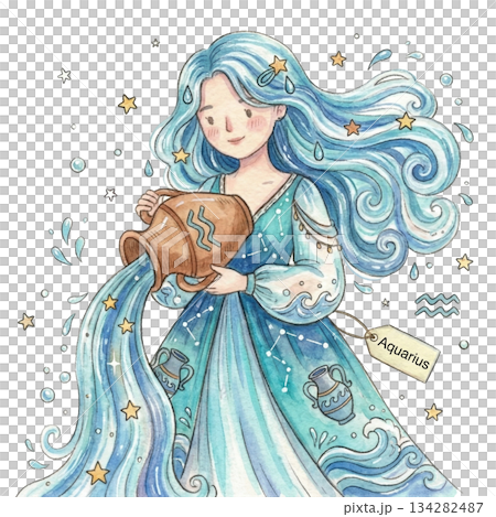 女性　星占い　星座　占星術　水瓶座 134282487
