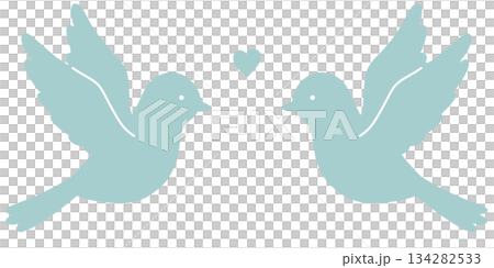 Bird couple monochrome light blue 134282533