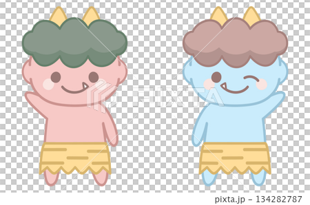 Set of cute demons for Setsubun, hand-drawn illustrations of red and blue demons. Cute Oni Characters Set of cute demons for Setsubun, hand-drawn illustrations of red and blue demons. Cute Oni Characters 134282787