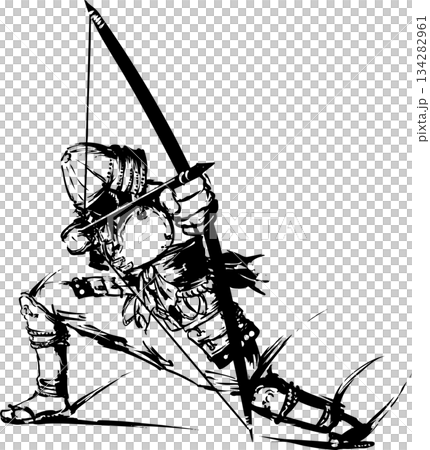 弓を引く侍 134282961