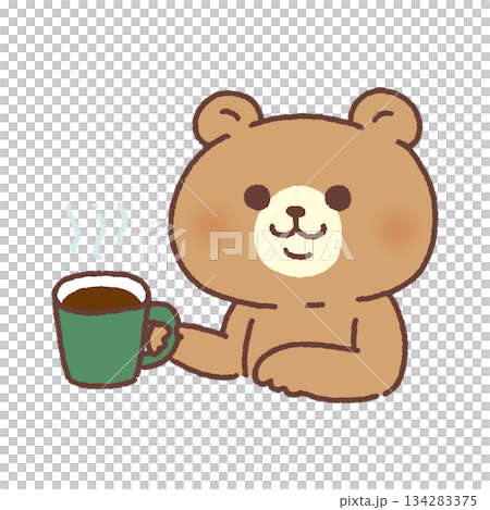 Bear drinking coffee Bear drinking coffee 134283375