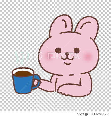 Rabbit drinking coffee Rabbit drinking coffee 134283377