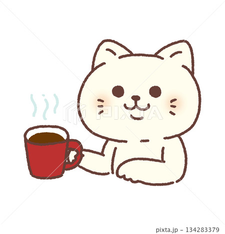 コーヒーを飲むネコ 134283379
