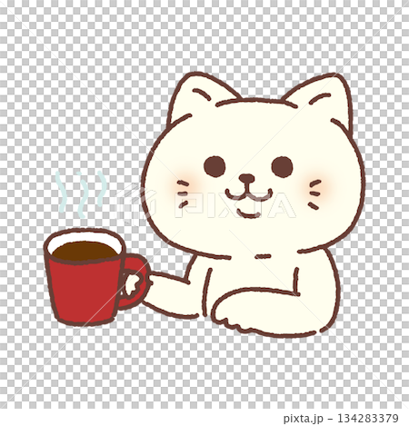 コーヒーを飲むネコ 134283379