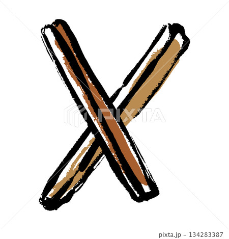 筆タッチのシナモンスティックのイラスト 134283387