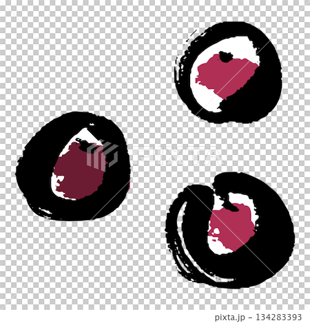 Hand-drawn illustration of fruit with a brush stroke 134283393