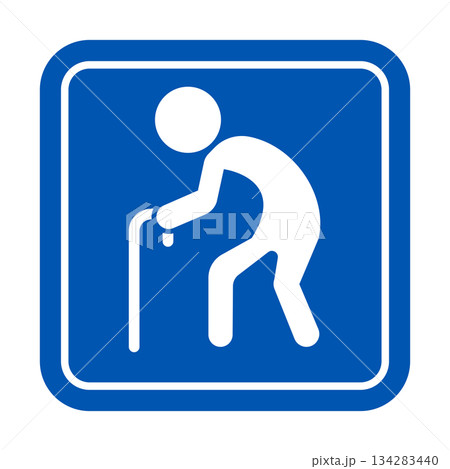 杖をつく人の標識・高齢者 134283440