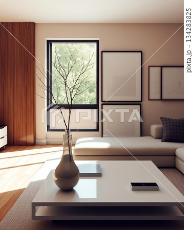 Elegant Living Room Design: Minimalist Decor and Natural Light Elegant Living Room Design: Minimalist Decor and Natural Light 134283825