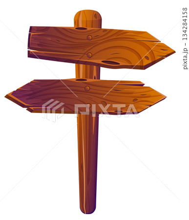 Wooden Direction Signpost with Arrow Pointer 134284158