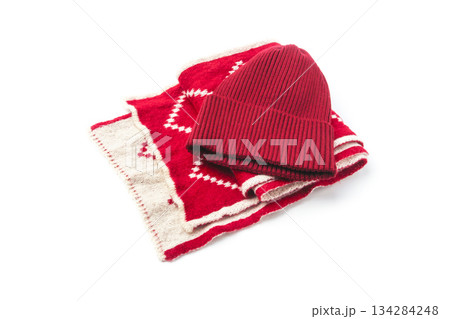 Knitted wool scarf and hat Knitted wool scarf and hat 134284248