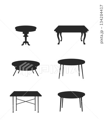 A set of silhouettes of tables stock illustration A set of silhouettes of tables stock illustration 134284417