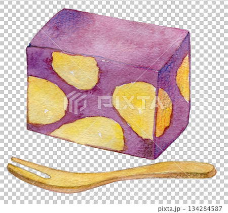 Watercolor illustration, hand-drawn illustration, steamed chestnut yokan 134284587