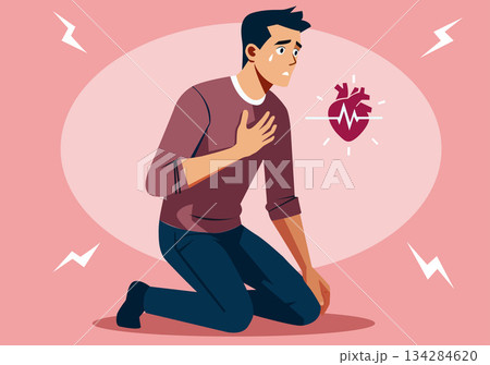 Illustration Man Suffering Heart Attack or Chest Pain 134284620