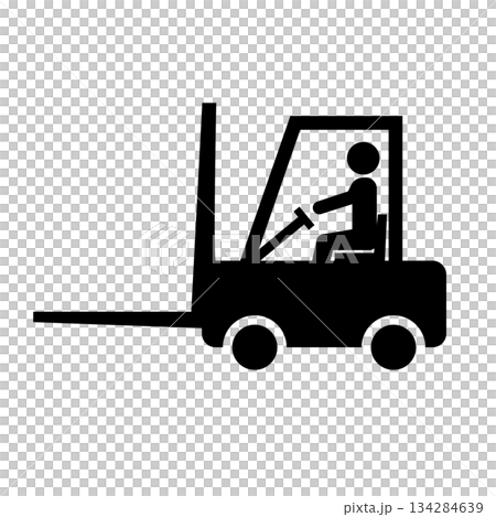 フォークリフトと運転手 シルエット フォークリフトと運転手 シルエット 134284639