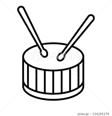 シンプルなドラムとスティックのアイコン シンプルなドラムとスティックのアイコン 134285170