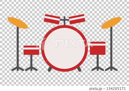 Drum set icon in flat design 134285171