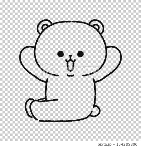 一隻熊坐著歡呼 134285800