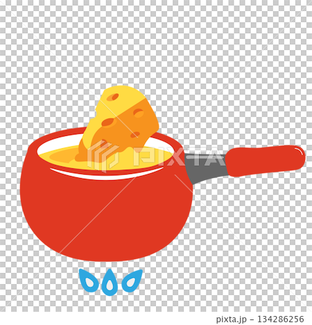 火上鍋融化的起司示意圖 134286256