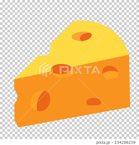 Illustration of a simple solid cheese with holes 134286259