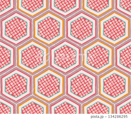 亀甲模様 シームレスパターン 亀甲模様 シームレスパターン 134286295