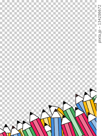 入學、學習、創造力——文具和美術用品主題——排列整齊的色鉛筆——教育和藝術背景 134286672