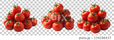 Heap of campari red tomato with a green stem isolated on a white background. Heap of campari red tomato with a green stem isolated on a white background. 134286837