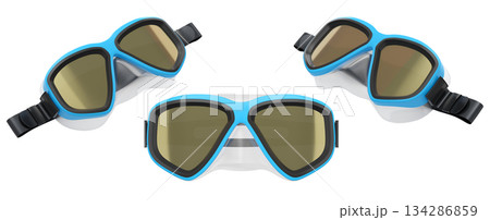 Set of diving mask and snorkel for snorkeling on white background. Set of diving mask and snorkel for snorkeling on white background. 134286859
