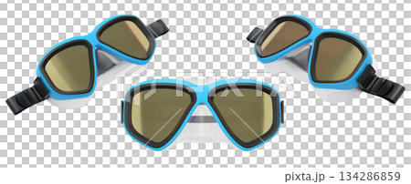 Set of diving mask and snorkel for snorkeling on white background. Set of diving mask and snorkel for snorkeling on white background. 134286859