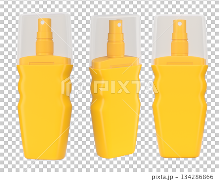 Set of sunscreens bottle or sunblock cream tube on white background. Set of sunscreens bottle or sunblock cream tube on white background. 134286866