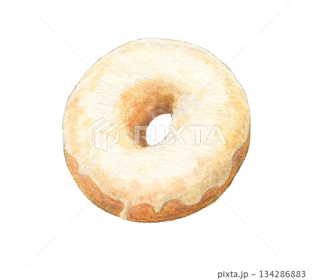 グレーズドーナツ　水彩色鉛筆イラスト 134286883