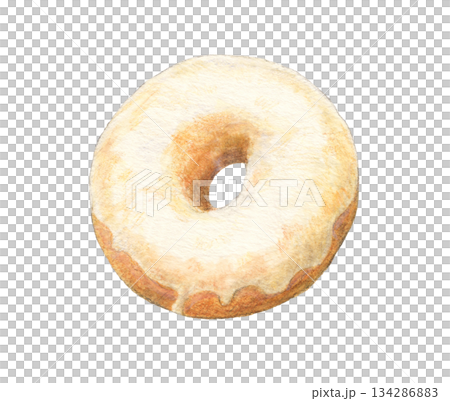 グレーズドーナツ　水彩色鉛筆イラスト 134286883