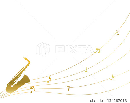 サックスと五線譜のイラスト 134287018