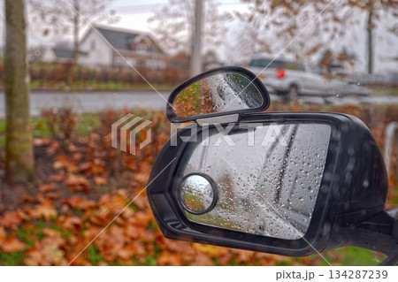 Rainy Car Window Abstract City Lights 134287239