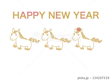 午年 年賀状 横向き2 134287319