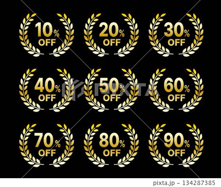 月桂樹のセール割引率（10〜90%OFF）アイコンラベルセット ゴールド 134287385