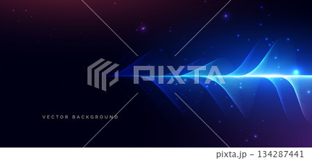 Abstract blue wave lines technology on dark blue backgroung. High speed motion moving concept. 134287441