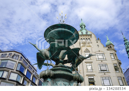 Storkespringvandet Famous stork fountain Copenhagen, Denmark 134288534