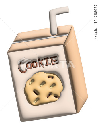 Illustration of cookie milk box in 3D for model, inflated merchandise, breakfast, lunch, food package, back to school, grocery shopping, supermarket, brooch, badge, cute patch, pin, kids, children Illustration of cookie milk box in 3D for model, inflated merchandise, breakfast, lunch, food package, back to school, grocery shopping, supermarket, brooch, badge, cute patch, pin, kids, children 134288977