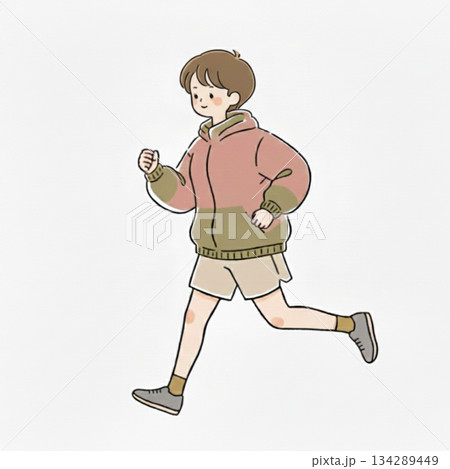 ランニングをする女性のイラスト 134289449
