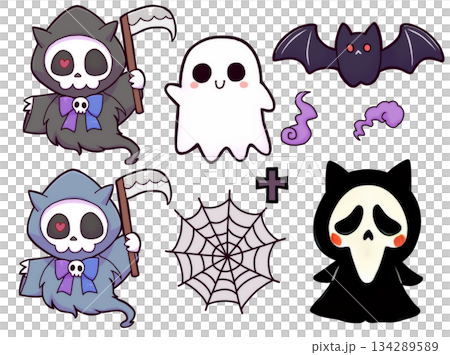 一組可愛的恐怖角色 134289589