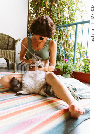 spend time with your pet cat spend time with your pet cat 134289838