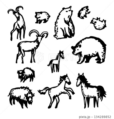 A set of stylized wild vector animals A set of stylized wild vector animals 134289852