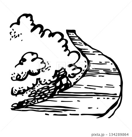 A vector hill or road with bushes 134289864